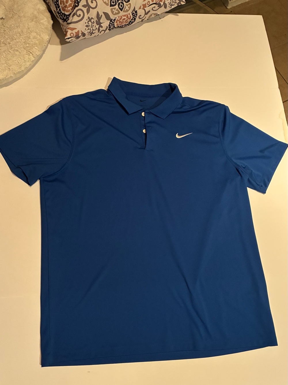 Nike Men’s Polo Shirt - Blue with White Logo- Dri-Fit, Size XL